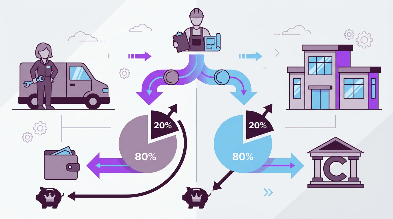 Illustration comparing a sole trader and a limited company receiving CIS payments